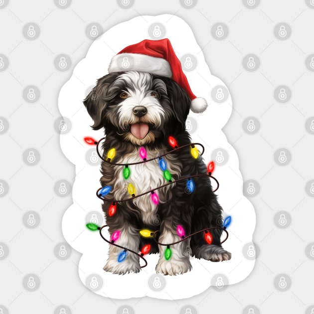 Christmas Portuguese Water Dog Sticker by Chromatic Fusion Studio